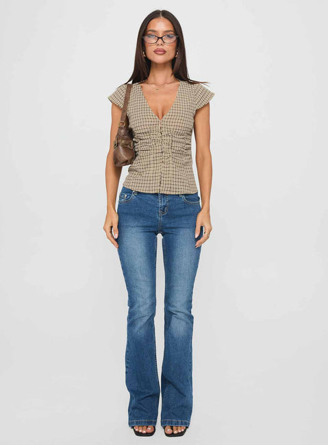 Indulgence Corset Top Beige Check