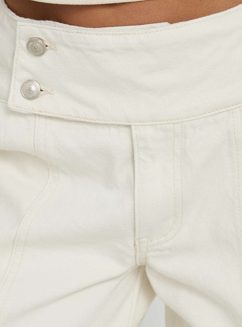 Nikoletta Foldover Jeans Cream / Polka Petite