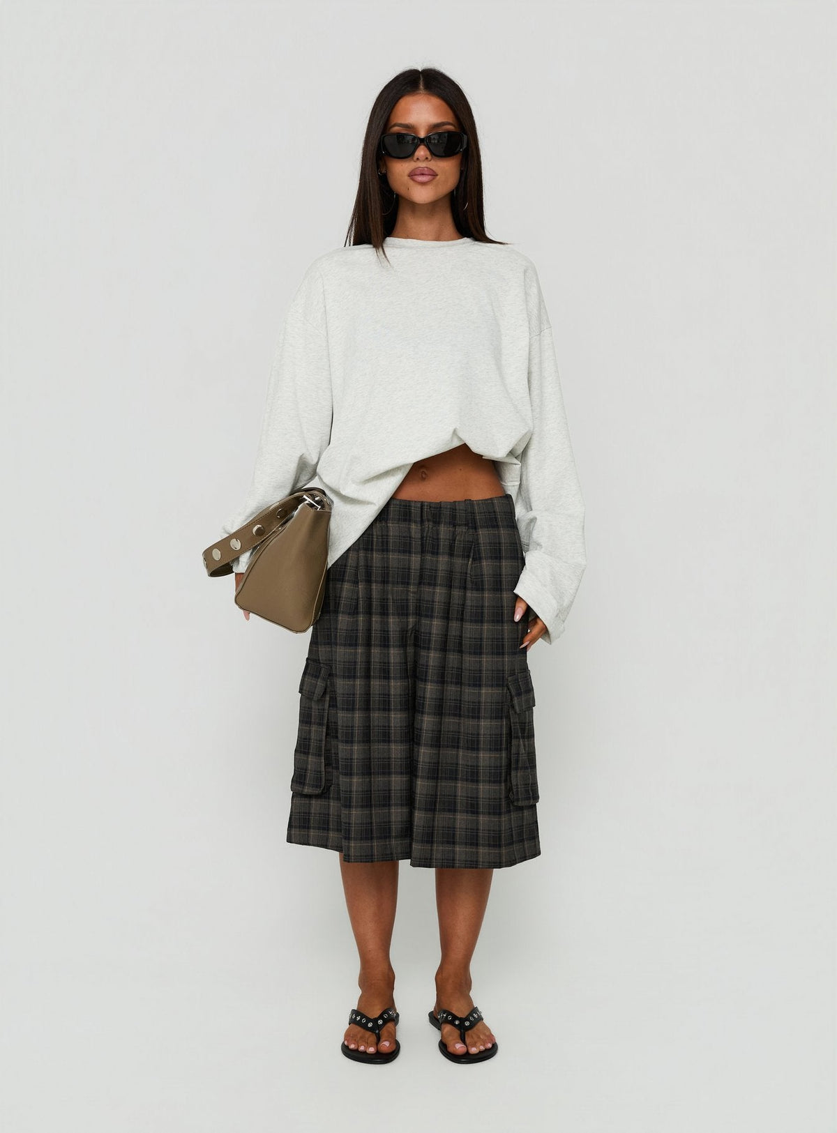 Brenn Baggy Longline Shorts Plaid Multi