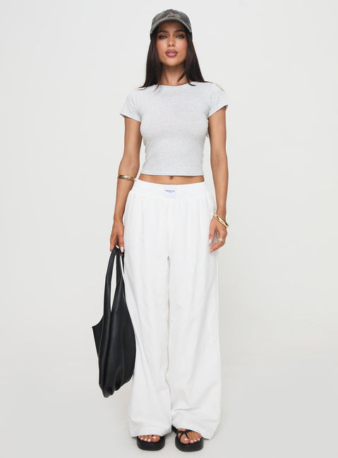 front view of model wearing Princess Polly Beach House Pants White Tall High Waisted Pants 