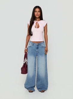 Lokura Low Rise Slouchy Jeans Vintage Mid Blue Wash