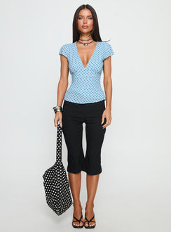 Dalanna Cap Sleeve Top Blue Polka