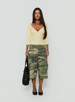 Baseline Cross Over 3/4 Sleeve Top Yellow