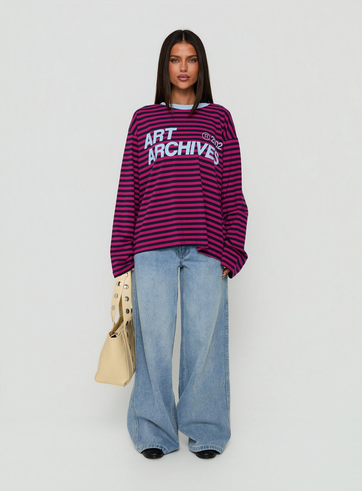 Art Archives Long Sleeve Graphic Top Multi Stripe