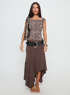 Cheirosa Off Shoulder Top Brown Zebra