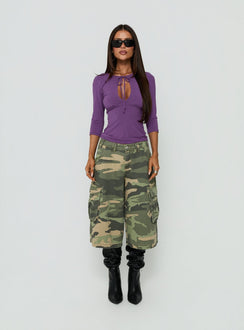 Yemina Keyhole 3/4 Sleeve Top Purple