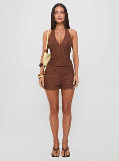 At Your Place Halter Set Brown