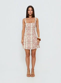 Maris Mini Dress Cream / Pink Petite