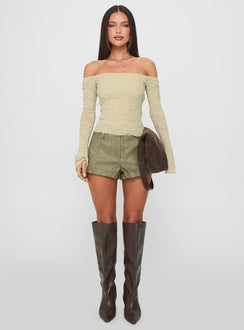 Half Of You Off Shoulder Top Sage