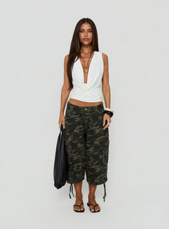 Tearra Plunge Cross Front Top White
