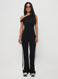 front view of model wearing Princess Polly Pastina Pants Black High Waisted Pants 