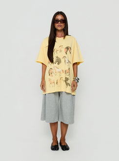 Horse Girl Oversized Graphic Tee Washed Yellow