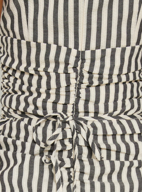 Gracea Gathered Waist Romper Stripe