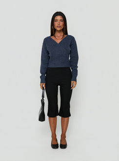 Myala Wrap Knit Sweater Navy