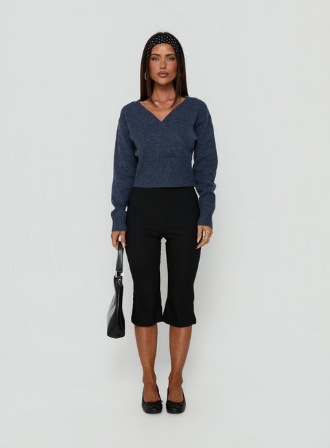 Myala Wrap Knit Sweater Navy
