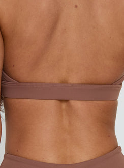 In Motion Active Plunge Halter Crop Top Clay