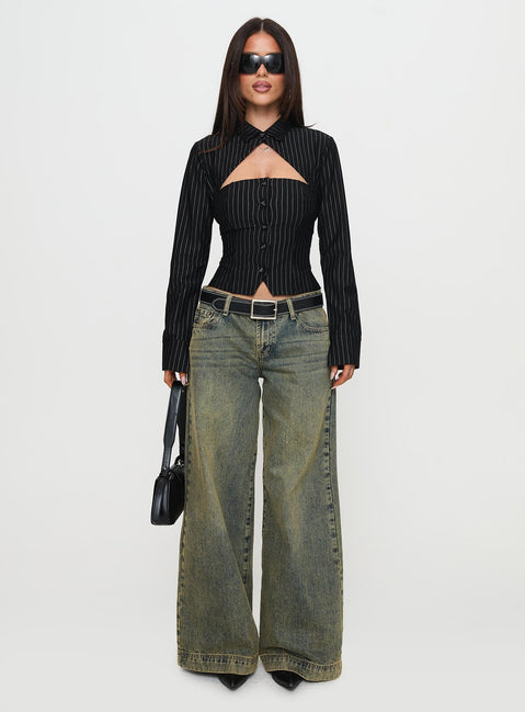 back view of model wearing Princess Polly Amor Mio Two Piece Top Multi Full Sleeves 