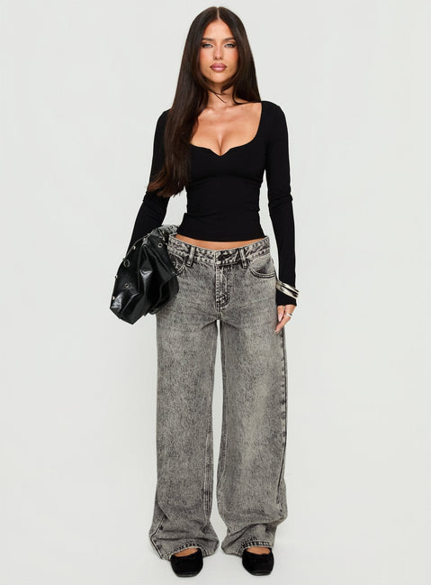 Evangelene Long Sleeve Top Black