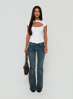 Jaidyn Keyhole Ribbed Top White