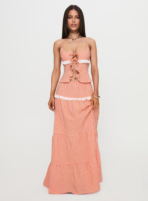 Elvera Frill Set Orange Gingham