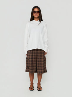 Settle Down Long Sleeve V Neck Top White