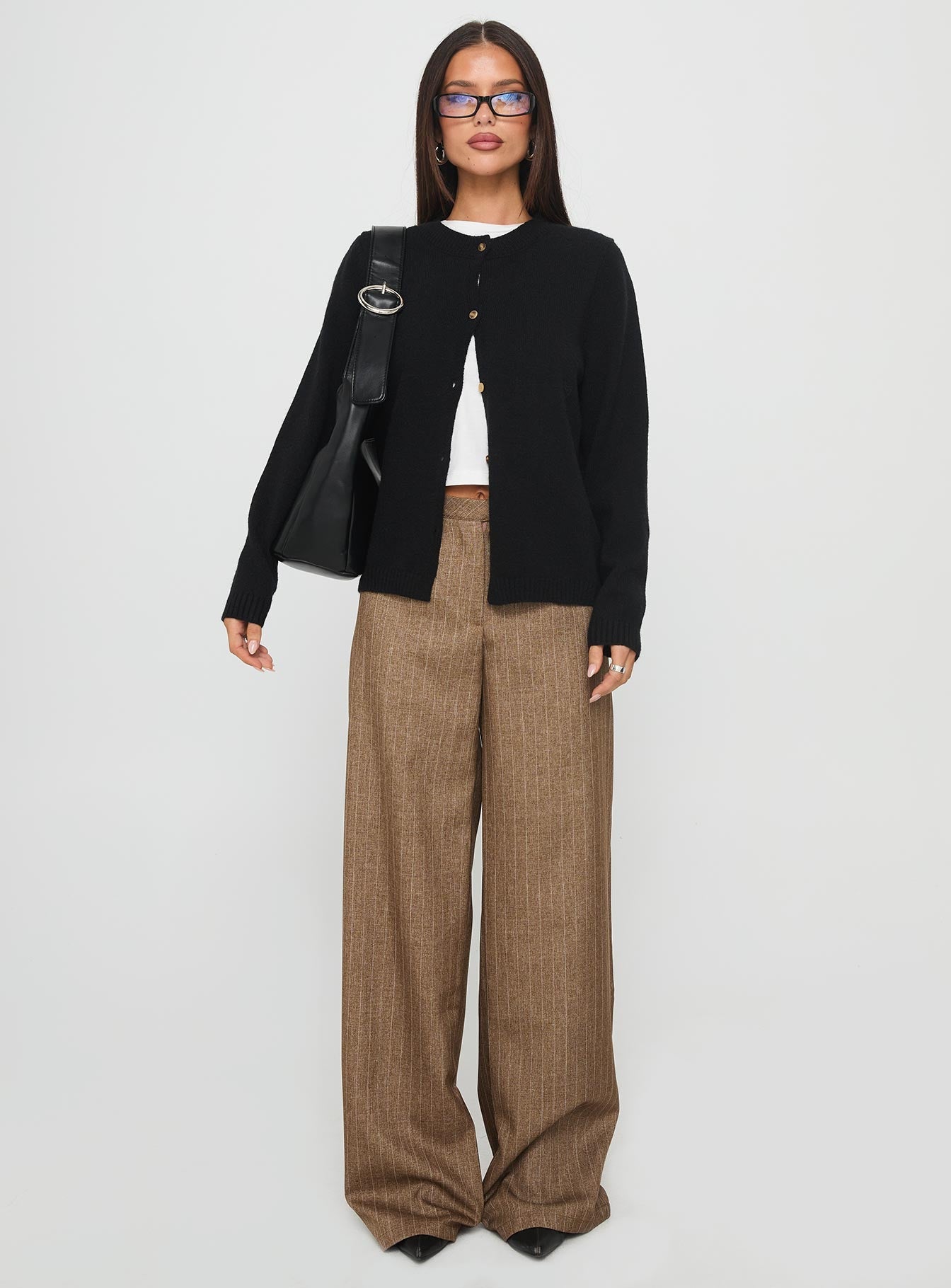 Arica Button Up Knit Cardigan Black