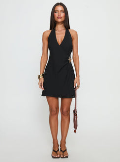 Heart of the Reef Halter Mini Dress Black