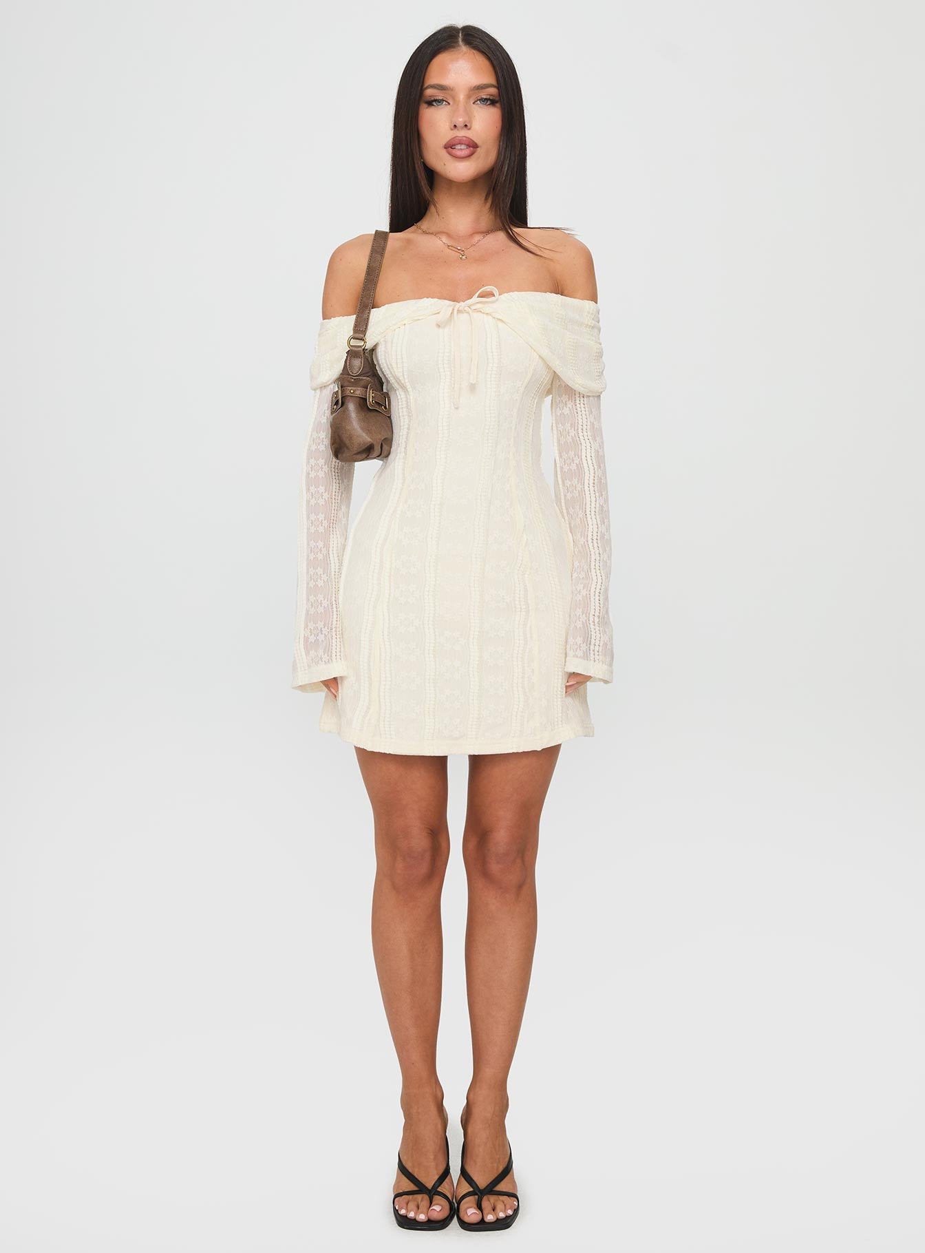 Colettie Long Sleeve Mini Dress Cream