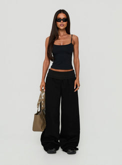 Lockie Foldover Baggy Track Pants Black