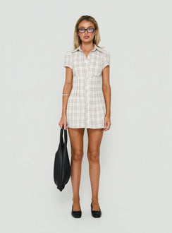 Selenne Collared Short Sleeve Playsuit Check