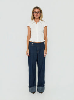 Oryn Gathered Waisted Top White
