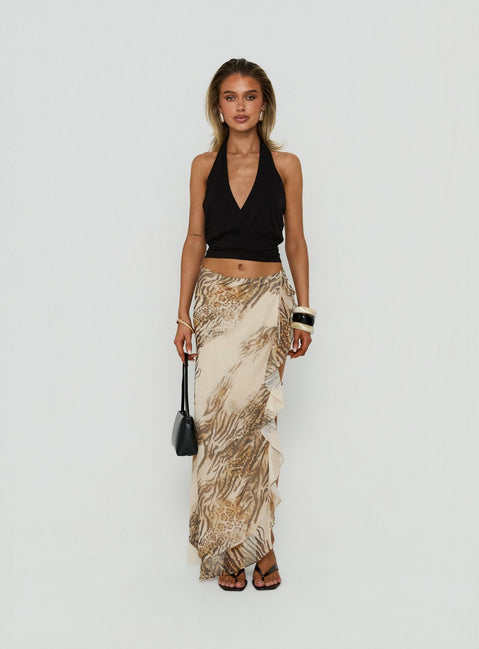 Featuring the Argenzia Sarong Maxi Skirt Animal Multi in womens-skirts with maxi length and asymmetry detail Princess Polly