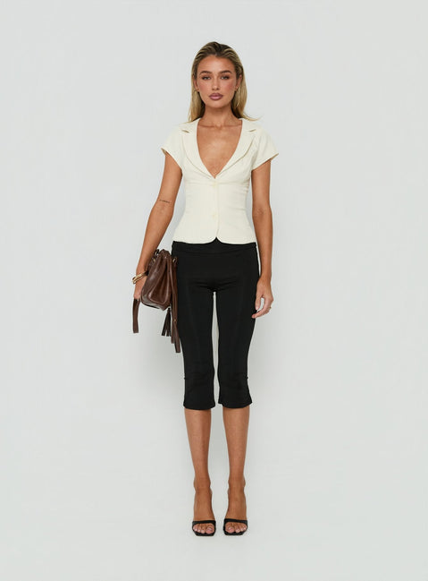 Alexandrea Plunge Button Up Top Cream