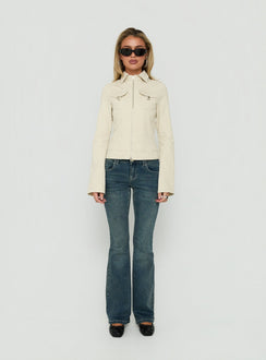 Kelehan Long Sleeve Zip Front Jacket Stonewashed Cream