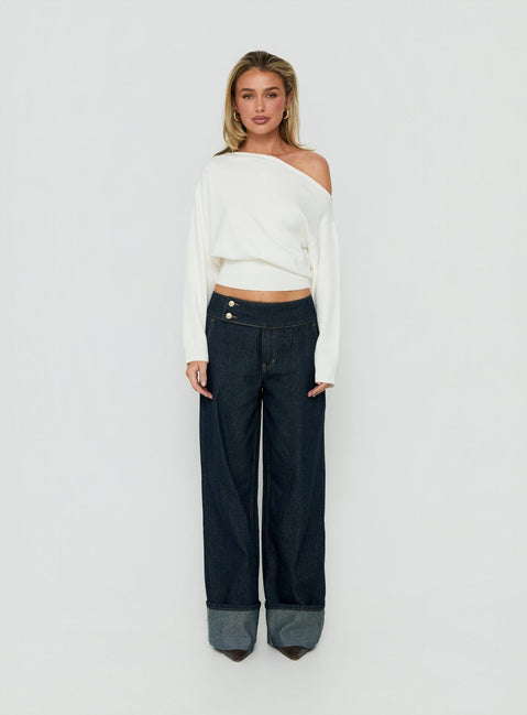 Nikoletta Foldover Jeans Raw Denim