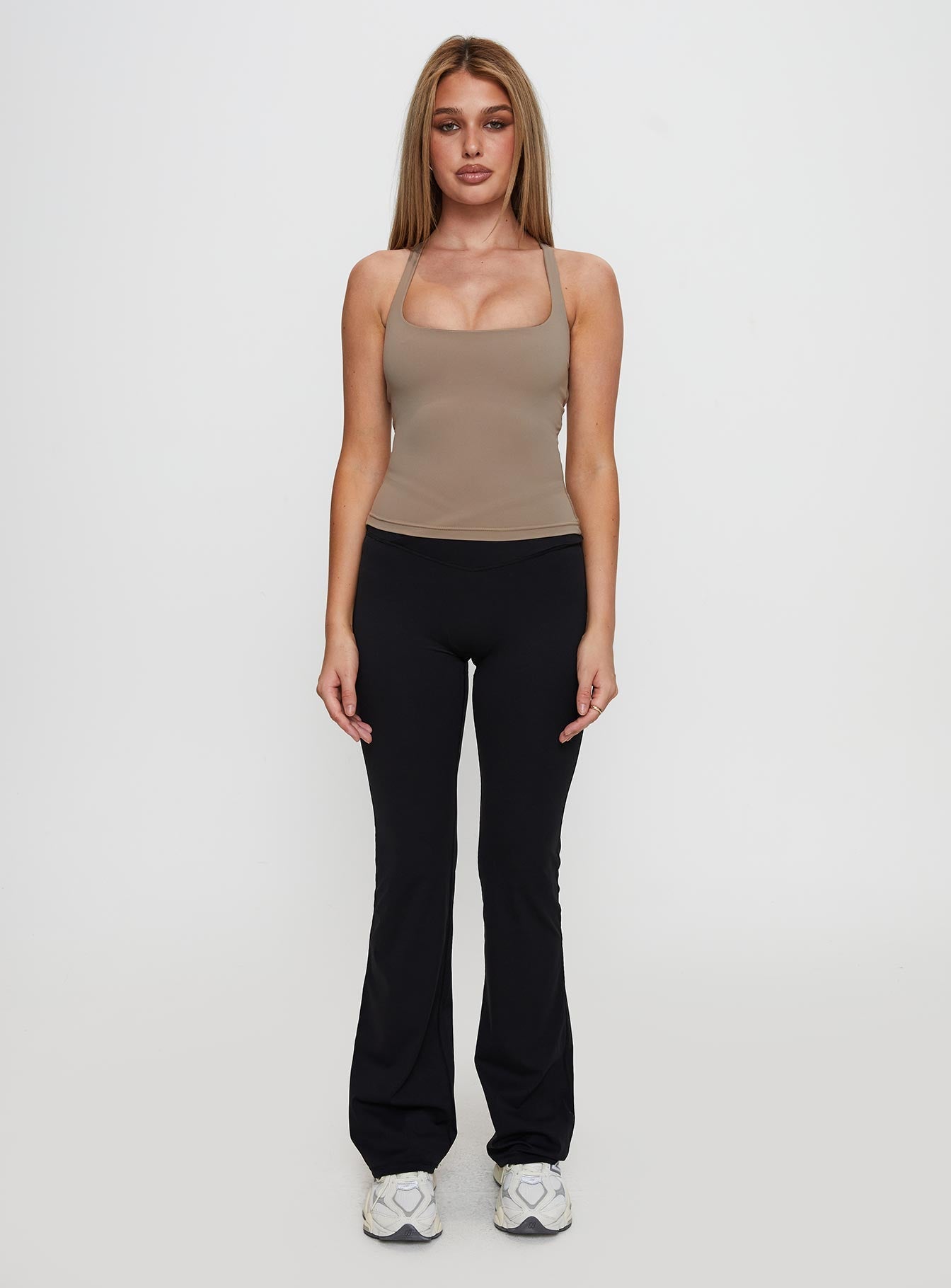 Layup Active Longline Cross Back Top Taupe