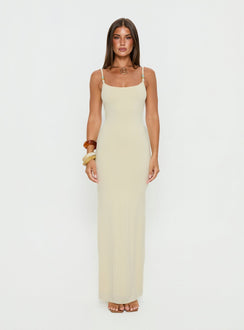 Page Turner Beaded Maxi Dress Lemon