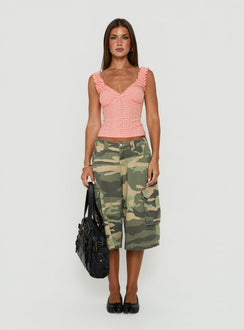 Bethinae Ruched V Neck Top Coral Anglaise