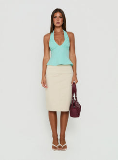Claudiana Gathered Halter Top Turquoise