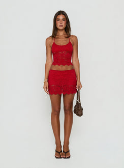 Gianna Lace Halter Top Red