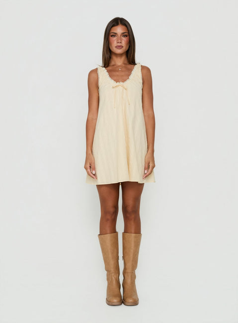 Antiquity Swing Mini Dress Butter Yellow