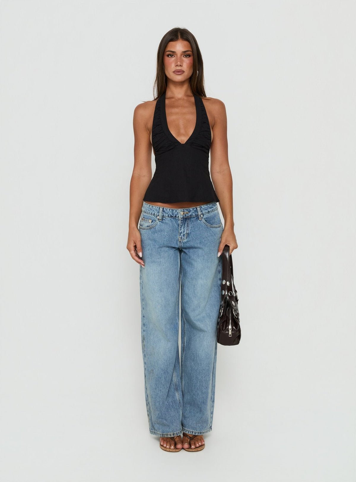 Claudiana Gathered Halter Top Black