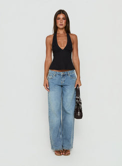 Claudiana Gathered Halter Top Black