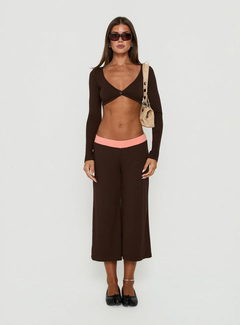 Kassey Gaucho Shorts Coral / Brown