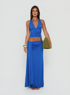 Keerah Ruched Maxi Skirt Cobalt