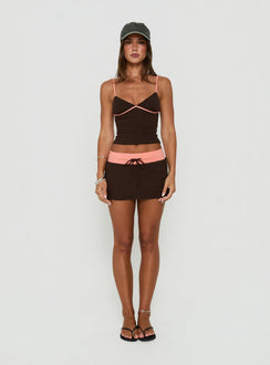 Livia Micro Rib Mini Skort Brown / Coral