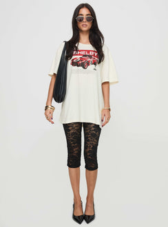 back view of model wearing Princess Polly Soto Lace Capris Black High Waisted Pants 