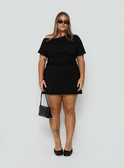 Avriana Off Shoulder T-Shirt Mini Dress Black Curve
