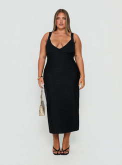 Justina Bandage Midi Dress Black Curve