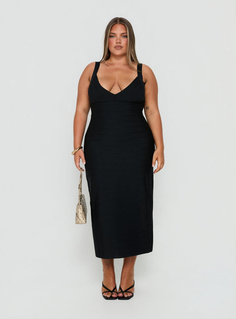 Justina Bandage Midi Dress Black Curve